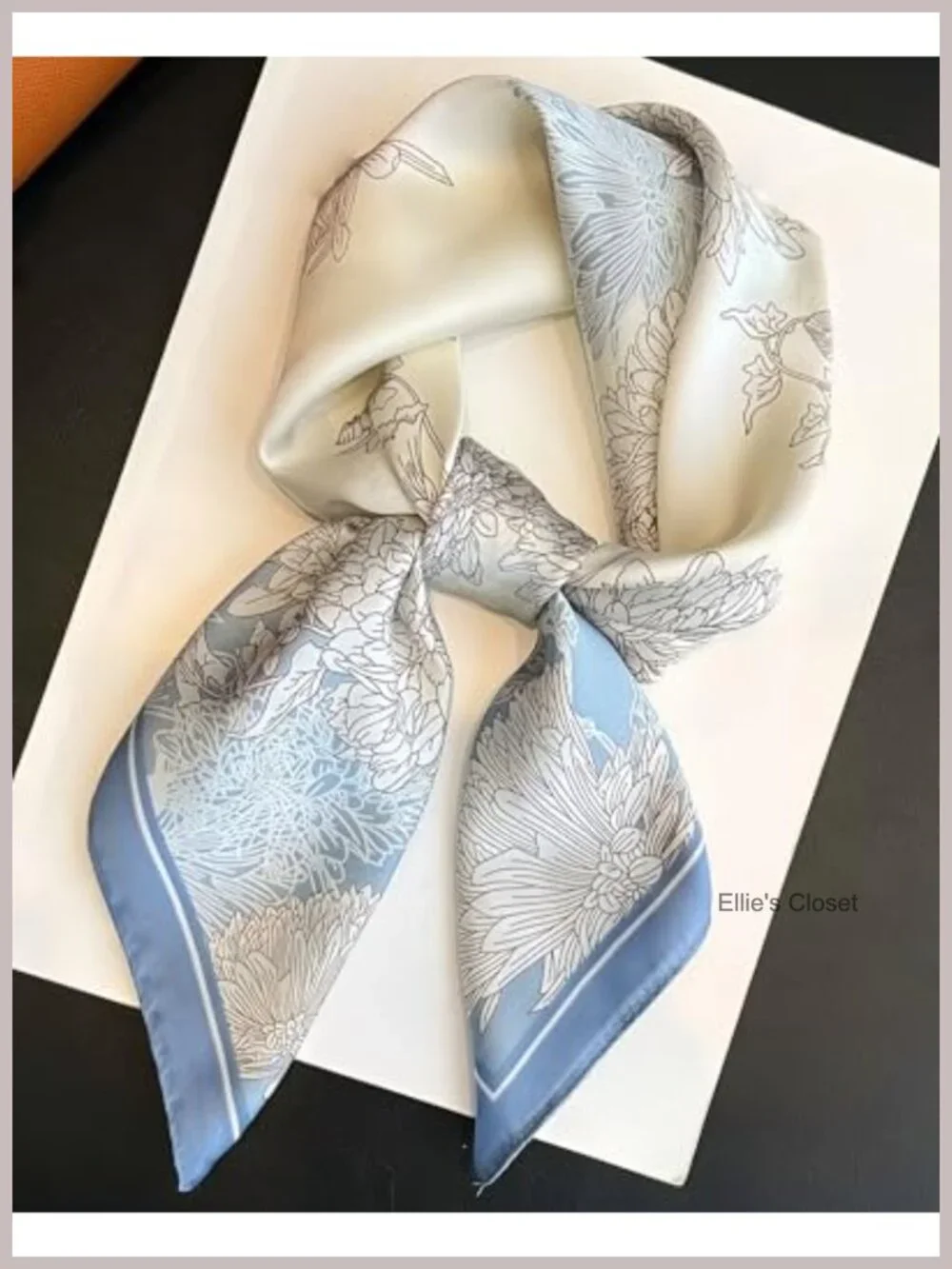 Satin Scarf Square Floral Neck Scarf Head Wrap Silk Feeling